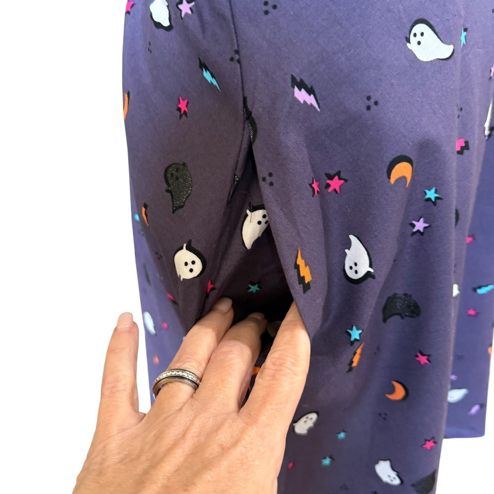 Retrolicious Halloween Mini Dress Size Small NWT Purple Fit & Flare Ghost Spooky - Picture 7 of 9